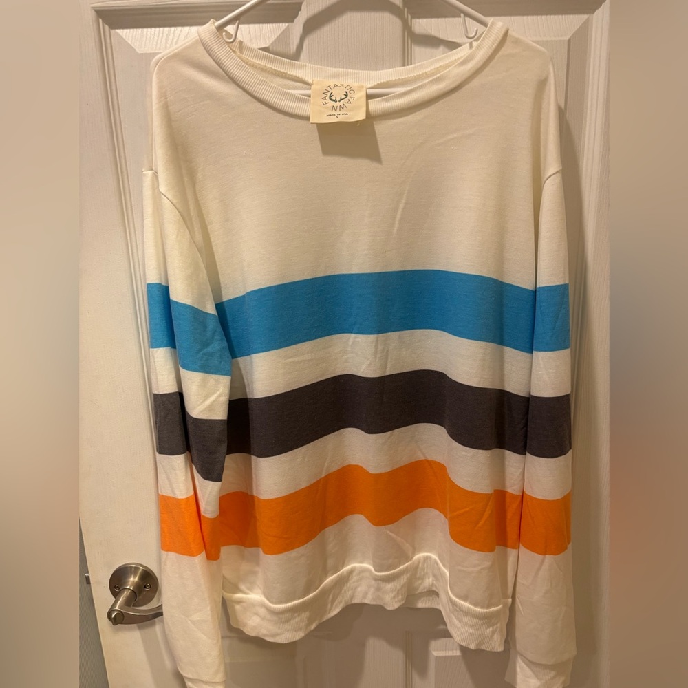 Fantastic Fawn Oversized Striped Sweatshirt